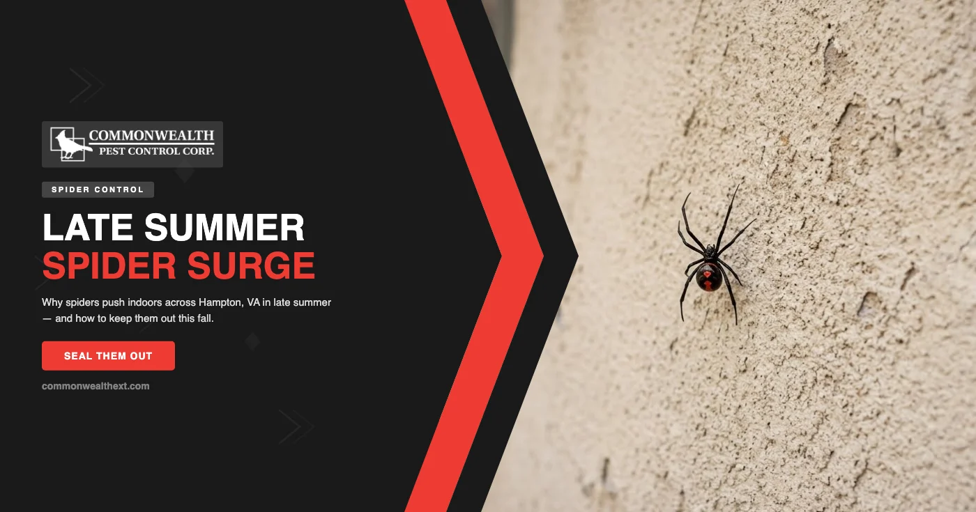 Late Summer Spider Surge in Hampton, VA: Why They're Moving Indoors Now