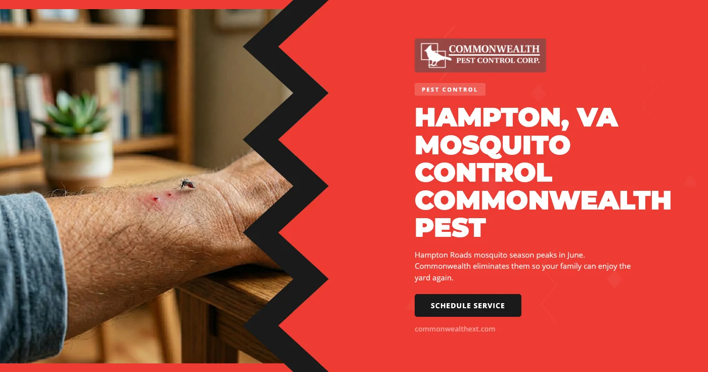 Mosquito control service in Hampton VA — technician applying barrier treatment to backyard landscaping